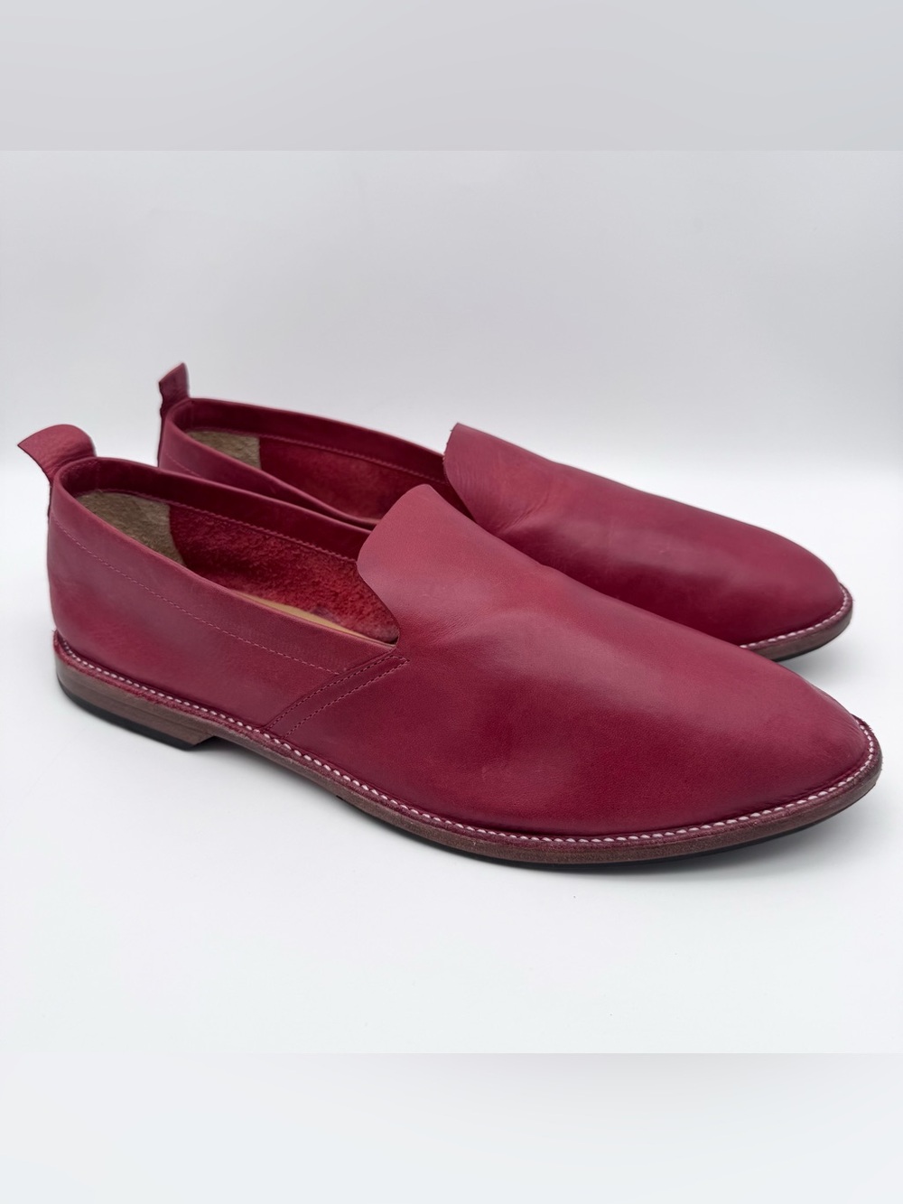 Adelante The Viento Pomegranate Calfskin Leather Slip-On Loafers Men Size 9 D